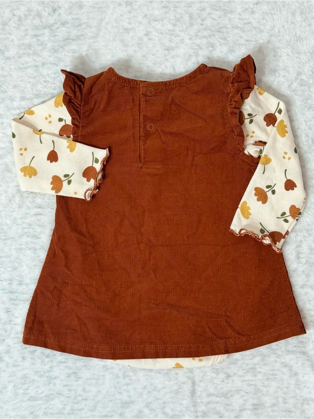 René Rofé Baby Little Sister Fall Floral Dress Bodysuit 2 Piece Set 3-6M Rust